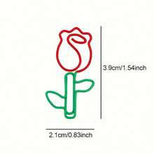 10/20pcs Exquisite Dual-Color Rose Paper Clips, Creative Shaped Metal Bookmarks, Cute Office Stationery - Multicolor - View 2