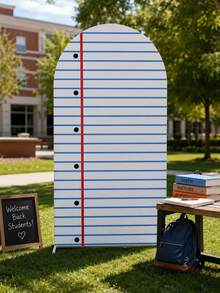Sfondo ad arco per computer portatile 180cm*80cm, decorazione per il ritorno a scuola, copertura elastica per supporto ad arco, sfondo per il primo giorno di asilo, decorazione per foto di studenti e festa in classe, decorazione per festa di ritorno a scuola in aula prescolare - Arco a righe blu per il ritorno a scuola - Visualizzare 7