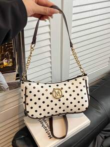 Women's 2026 Spring/Summer New Chic Niche Vintage Shoulder Bag Polka Dot Large Capacity Crossbody Bag - White - View 6