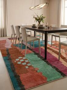 1 buah Karpet Klasik Maroko Motif Geometris Blok Warna Patchwork - Karpet Lembut Imitasi Kasmir, Cocok untuk Kamar Mandi, Dapur, Pintu Masuk, Lorong, Samping Tempat Tidur, Ruang Tamu, Kamar Tidur, Dapat Dicuci dengan Mesin Sepanjang Musim, Ukuran Besar, Dekorasi Rumah yang Estetis - MultiWarna - View 2