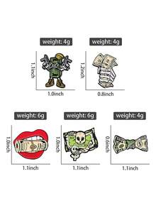Gothic Money Brooch Skull Dollar Enamel Pin Streetwear Cash Badge For Bag Jacket Accessories - Multicolor - View 10