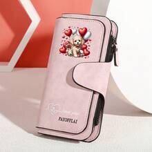 Dompet Panjang Wanita Kulit Matte Vintage Eropa & Amerika, Dompet Lipat Tiga dengan Banyak Slot untuk Kartu Kredit, dan Dompet Ponsel dengan Resleting & Kancing Jepret - MultiWarna - View 6