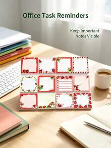 4 Packs Fresh Seven-Star Ladybug Sticky Notes, 12 Random Pattern Set, Hand-Drawn Ladybug, Flower, Grass, Mushroom Creative Border, Includes Lined, Checklist, Blank Multiple Writing Layouts, Thick Paper No Ink Bleed, Removable Without Residue, Suitable For Classroom Marking, Office Memo, Study Plan Recording, Scrapbook Decoration, Cute Insect Style Stationery, Classroom Office Supplies Memo Sticky Notes For Students And Teachers - A - View 6