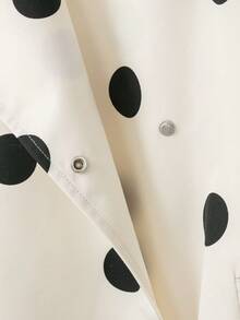 GDDYIN Women's Autumn New Style College Casual Polka Dot Pilot Jacket Coat White - White - View 11