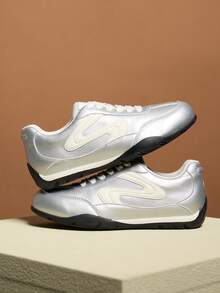CAMEL CROWN Women's New German Trainers, Platform Height Increasing Fashion Versatile Sneakers - Silver/M - View 1
