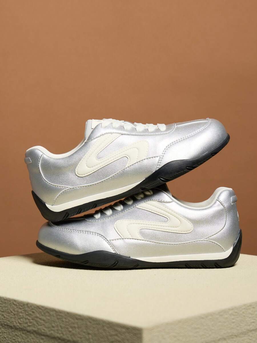 CAMEL CROWN Women's New German Trainers, Platform Height Increasing Fashion Versatile Sneakers - Silver/M - View 1