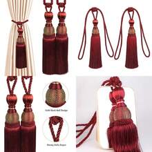 1 Pair Simple Elegant Curtain Cord Tie Drape Holdback Bedroom Curtain Buckle - Wine Red - View 7