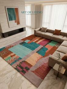 1 buah Karpet Klasik Maroko Motif Geometris Blok Warna Patchwork - Karpet Lembut Imitasi Kasmir, Cocok untuk Kamar Mandi, Dapur, Pintu Masuk, Lorong, Samping Tempat Tidur, Ruang Tamu, Kamar Tidur, Dapat Dicuci dengan Mesin Sepanjang Musim, Ukuran Besar, Dekorasi Rumah yang Estetis - MultiWarna - View 1