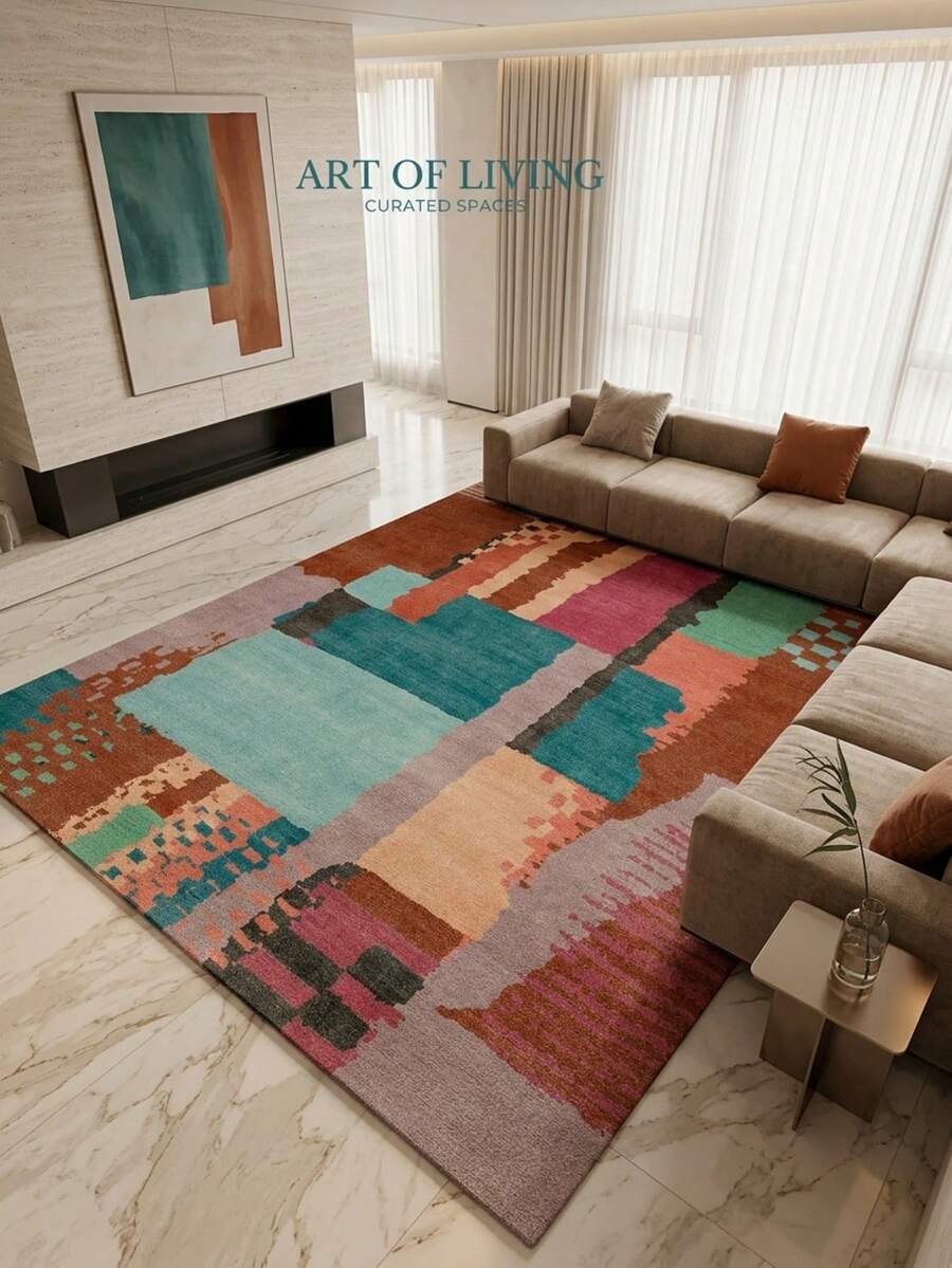1 buah Karpet Klasik Maroko Motif Geometris Blok Warna Patchwork - Karpet Lembut Imitasi Kasmir, Cocok untuk Kamar Mandi, Dapur, Pintu Masuk, Lorong, Samping Tempat Tidur, Ruang Tamu, Kamar Tidur, Dapat Dicuci dengan Mesin Sepanjang Musim, Ukuran Besar, Dekorasi Rumah yang Estetis - MultiWarna - View 1