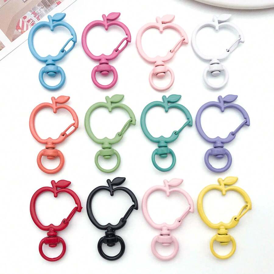6pcs Multicolor Hollow Apple Lobster Clasps Fruit Shaped Swivel Spring Snap Hooks For DIY Keychains Bag Charms And Handmade Jewelry Hardware Findings