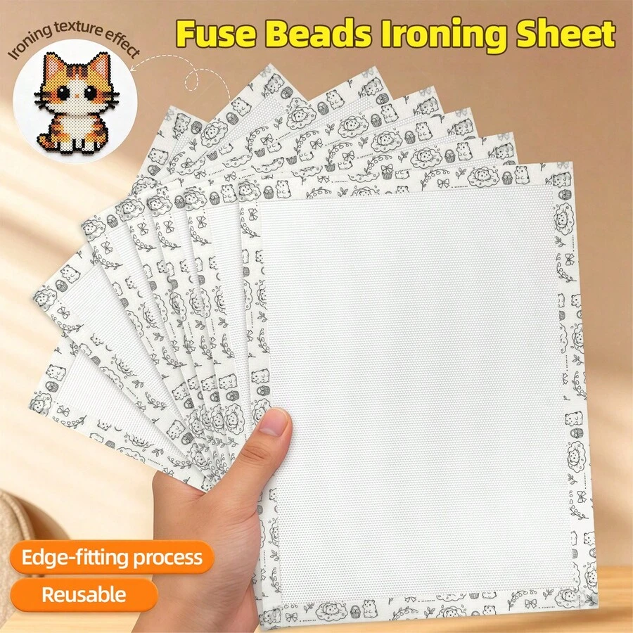 Perler Beads Baking Mat With Edging, Ironing Cloth For Melt Beads, Thick And Thin Texture Options, Suitable For Melt Beads And DIY Handicraft Activities, Reusable Ironing Sheet, Heat-Resistant Ironing Mat For Perler Beads, High Temperature Resistant, Exquisite Edged Ironing Cloth, Perler Beads Ironing Tool, Bead Handicraft Accessory, Suitable For Handicraft Enthusiasts - Multicolor - View 1