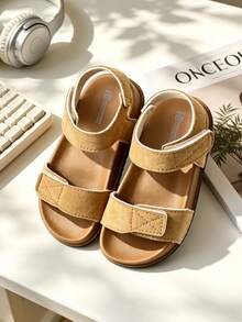 HAHABOBO New Children's Hook And Loop Open Toe Sandals, Lightweight Soft Sole With Back Strap Beach Shoes, Unisex Boys And Girls Casual Summer Shoes (Random Shipment) - Coffee Brown - View 3