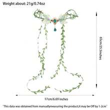 Women's Forest Fairy Headpiece Green Leaf Vine Elf Headband Fairy Wings Emerald Rhinestone Halloween Cosplay Renaissance Wedding Festival Party - Multicolor - View 11