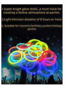 30/50/100/200pcs (Includes Connectors + Glow Sticks) Colorful Glow Bracelets, Disposable Glow Sticks For Concerts, Parties, Camping, Outdoor Events - Multicolor - View 3