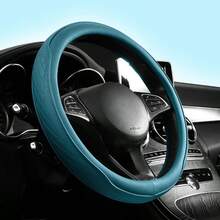 1pc New Patchwork Leather Car Steering Wheel Cover, Leather Car Interior Accessory, Steering Wheel Cover With Inner Ring, Car Interior Supplies - Multicolor - View 5