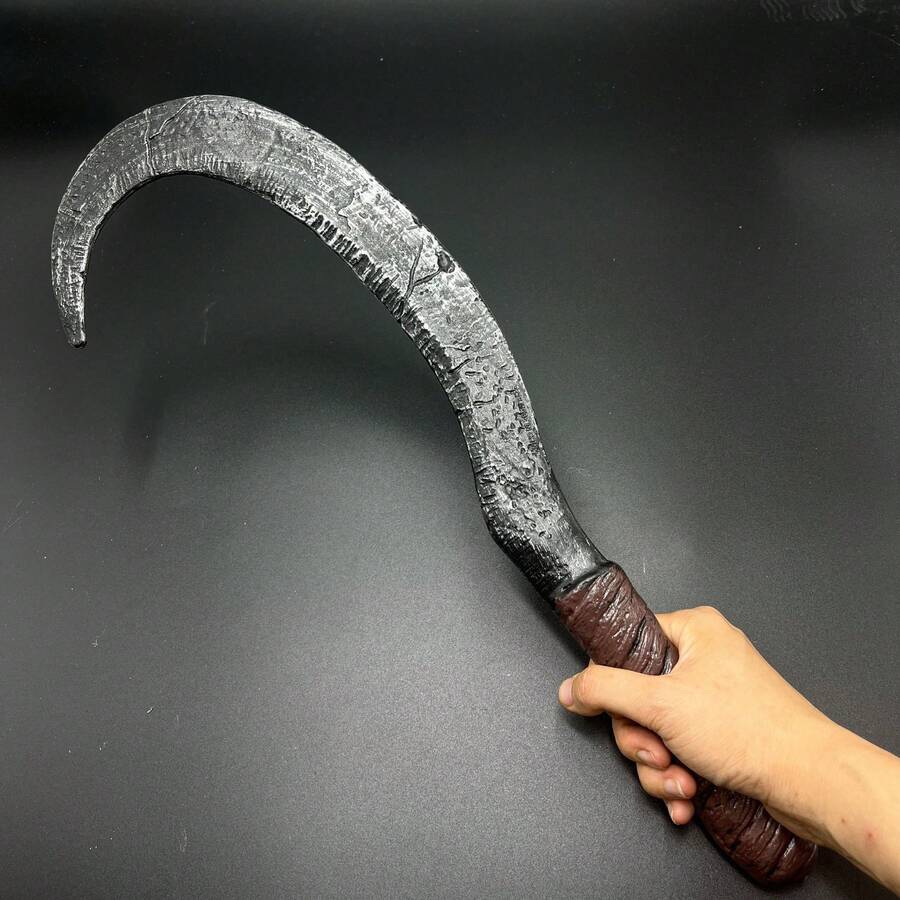 Halloween Party Performance Prop Grim Reaper Scythe Realistic Large Scissors Weapon Equipment Curved Hook Scythe - Multicolor - View 1