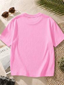 Women's Oversized Coastal Graphic T-Shirt, Vintage Ocean Wave Print, Casual Short Sleeve Crew Neck Tee, Soft And Breathable - Pink - View 2
