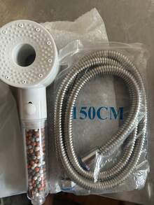 Manovix Premium High Pressure Handheld Shower Head With Hose, 5 Modes Water Saving Showerhead With Mineral Bead Filter, Detachable Shower & Water Filter Rainfall Pulse Spray, Shower & Bathroom Home Accessories For Home Hotel RV Camper Camping Back To School - Shower + 1.5m Silver Pipe Fittings - View 1
