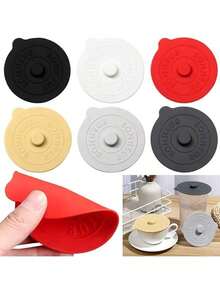 Tapa de silicona para taza - Tapa universal a prueba de polvo, apta para tazas, tazas de té, tazas de vidrio - Estilo nórdico en gris, amarillo, negro, blanco y talla grande - Apta para oficina, hogar, escuela, uso en cocina - Regalo perfecto para familia, colegas, amigos - Opción ideal para uso diario - Multicolor - Ver 3