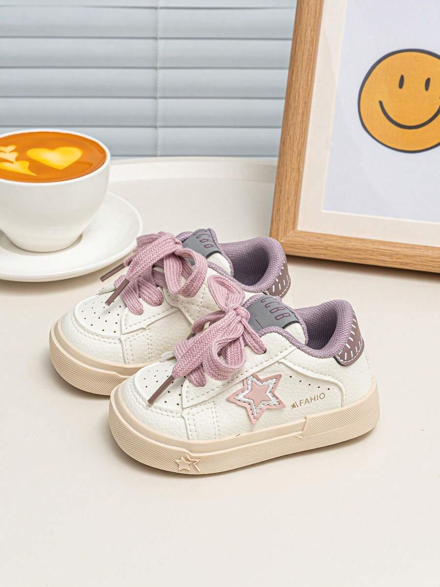 1 Pair New Breathable Casual Shoes For Kids, Lightweight Comfortable Versatile Anti-Slip Sports Shoes - Purple - View 1
