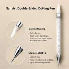 Double-Headed Rhinestone Pickup Tool 2-In-1 Wax Rhinestone Pickup Pen Stainless Steel Pointed Tip Crystal Rhinestone Decorating Pen For Nail Art Decoration DIY Nail Gem Stickers - Multicolor - View 7