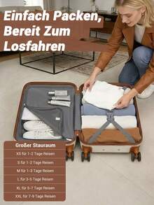 Leichtes ABS+PC Hartschalen-Kofferset 3-teilig – 20" Handgepäck, 24" & 28" Aufgabegepäck, 360° Spinner-Rollen, TSA-Schloss, YKK-Reißverschlüsse – ideal für Reisen, Urlaub, Geschäftsreisen & Geschenke - Weiss - Übersicht 8