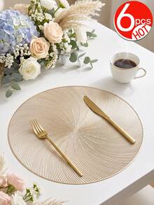 12入金色煙花餐墊，PVC材質3D壓紋圓形奢華風格隔熱墊，38cm防水花瓶墊，可水洗易清潔可擦拭防滑耐熱，適用於房間裝飾、居家餐桌布置、家居裝飾、節日、派對、生日、婚禮與晚餐聚會 - 彩色 - 查看 11