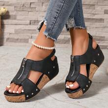 Popular Summer Outerwear, Daily Wear, Vacation Style, Street Fashion Heightening, Comfortable Slip-On, Versatile Casual Thick-Soled Women's Slippers - K77黑色 - 查看 3