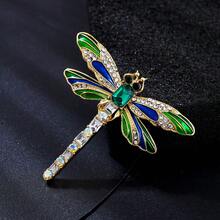 1pc Elegant Alloy Handmade Oil Enamel Emerald & Colorful Rhinestone Dragonfly Brooch, Suitable For Women's Suit, Dress, Commute, Banquet Wear - Dragonfly - View 4