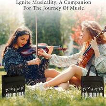 Musical Note Sheet Bag, Music Tote Bag, Student Large Capacity Waterproof Sheet Music Bag, Fashionable Reusable Shopping Tote Bag, Shoulder Bag, Handbag, Foldable, Suitable For Students, Office Workers, Commuters, Laptop Bag, Backpack Accessories - Multiple Styles - View 4