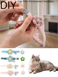 1pc Flower Decor Pet Collar With Pendant, Suitable For Small Cats And Dogs, Decorative Leash Function (Neck Circumference 20-31cm) - Pink - View 2