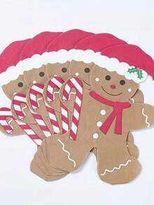 20pcs Disposable Gingerbread Man Pattern Napkins, Cute Gingerbread Man Frosting And Candy Cane Design, Suitable For Holiday Parties, Christmas Table Decor, Perfect For Christmas Dinner, Holiday Gatherings And Christmas Decorations - A - View 7