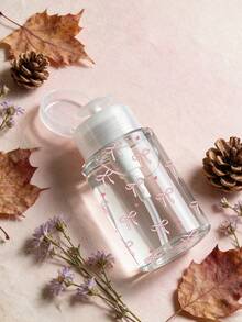 Botella de viaje recargable de PET transparente con patrón de lazo y corazón, dispensador de desmaquillante con bomba portátil de 3.38oz/6.76oz, apta para quitaesmalte, tónico y desmaquillante, diseño de tapa redonda, lavable a mano, reutilizable, botella de desmaquillante - Multicolor - Ver 5