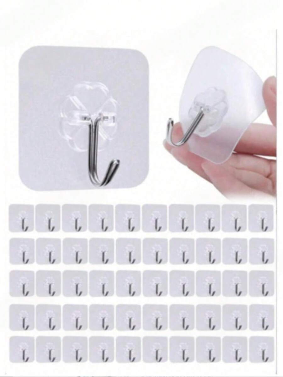 Strong Load-Bearing Transparent Clover Adhesive Hooks, Waterproof, Oil-Resistant, Non-Damaging To Walls, Multi-Purpose Hooks For Kitchen, Bathroom, Bedroom