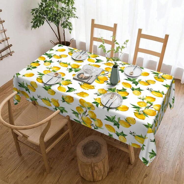 1pc,Watercolor Lemon Fresh Summer Botanical Tablecloth,Rectangular Tablecloth,Suitable For Picnic Or Party Decoration Tablecloth,Restaurant Decoration,Kitchen Decoration Tablecloth,Birthday Party And Home Decor - Multicolor - View 8