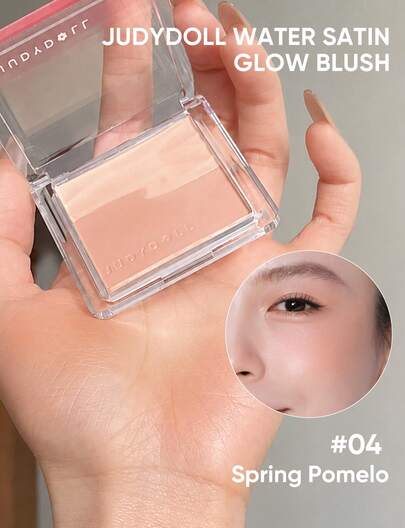 JUDYDOLL Water Satin Glow Blush, Perona Pipi Dua Warna dengan Kilau Transparan yang Mencerahkan, Riasan Alami untuk Sehari-hari