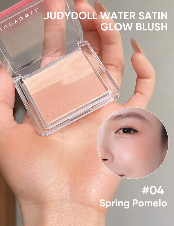 JUDYDOLL Water Satin Glow Blush, Perona Pipi Dua Warna dengan Kilau Transparan yang Mencerahkan, Riasan Alami untuk Sehari-hari