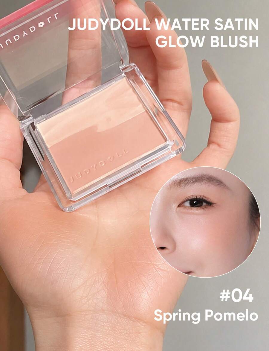 JUDYDOLL Water Satin Glow Blush, Perona Pipi Dua Warna dengan Kilau Transparan yang Mencerahkan, Riasan Alami untuk Sehari-hari - #04 Pomelo Musim Semi - View 1
