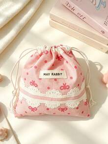 Cute Floral Drawstring Bag, Portable Mini Cosmetic Bag, Jewelry, Headphones, Dust-Proof Storage Bag, Portable Miscellaneous Organizer Bag - Multicolor - View 16