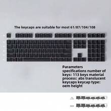Multi-Color Semi-Transparent Character OEM Profile ABS Double-Shot 113 Keys Keycaps Compatible With All MX-Type Mechanical Keyboard Switches - View 13