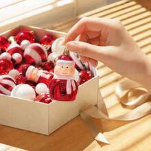 New 72pcs House Set Christmas Ball Painted Asymmetrical Electroplated Ball Christmas Tree Hanging Decor Holiday Decoration - 72 Pieces - View 2