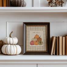 1pc Frameless Hello Fall Plaid Canvas Poster, Cozy Neutral Autumn Wall Art Decor For Kitchen, Bedroom, Dorm Essentials, Funky Vintage Prints For Back To School, College Room - Pumpkin - View 2