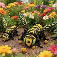 1PC 3D Printed Mechanical Bee, Cyberpunk Articulated Bee Toy, Movable Joint Detachable Wings Creative Desk Decor Gift - Multi - View 6