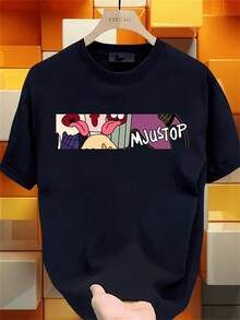 Schweres reines bedrucktes Kurzarm-T-Shirt für Herren, neue Sommerkollektion in großen Größen, vielseitiges Casual-Oberteil - Weiss - Übersicht 7
