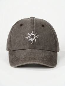 1pc Men's Embroidered Sunflower Washed Baseball Cap, Expression Baseball Cap, Street Fashion Casual Hat, Spring/Autumn Travel, Beach Vacation - Baseball Cap - View 23