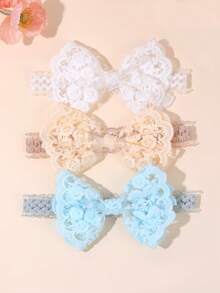 3PCS Lace Floral Flowers Headband For Baby Mesh Breathable And Comfortable Hair Band,Soft Hair Accessories For Infant Daily Wear Party Girls Gift - Multicolor - View 1