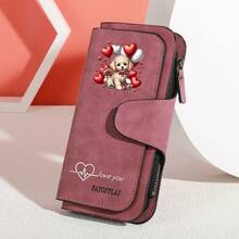 Dompet Panjang Wanita Kulit Matte Vintage Eropa & Amerika, Dompet Lipat Tiga dengan Banyak Slot untuk Kartu Kredit, dan Dompet Ponsel dengan Resleting & Kancing Jepret - MultiWarna - View 8