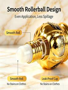 12ML Crown Gold Perfume Refill Bottle, Glass Perfume Roller Ball Bottle, Gilded Portable Cosmetic Roller Ball Bottle - View 2