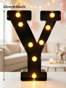 22cm 家居裝飾 LED 發光字母燈，婚禮求婚生日派對裝飾字母數字燈，女孩房裝飾燈，室內裝飾 - 黑色 - 查看 33
