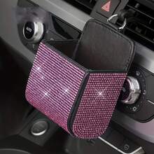 1pc Sparkling Rhinestone Design Car Air Vent Storage Rack - Multi-Functional Car Storage Holder, Suitable For ID Card, Phone, Wallet And Keys - Car Interior Decoration Accessory, Durable And Elegant Design - Multicolor - View 5